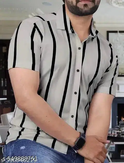 Printed Shirt for Men (Grey, L)