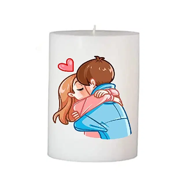 Floish Decor Premium Printed Valentines Day Pillar Candle