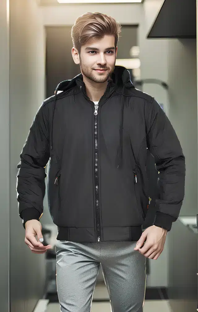 Nylon Jacket for Men (Black, M)