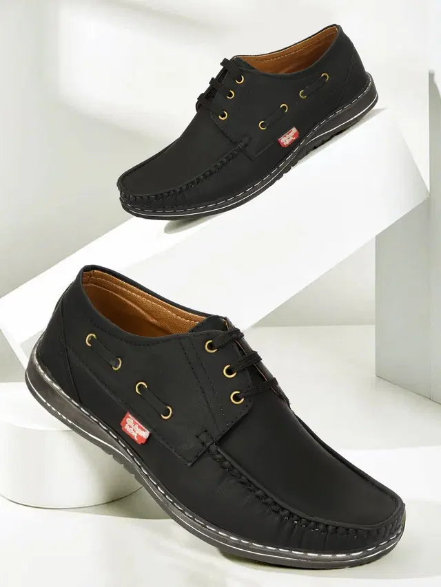 Derby Casual Shoes for Men (Black, 6)