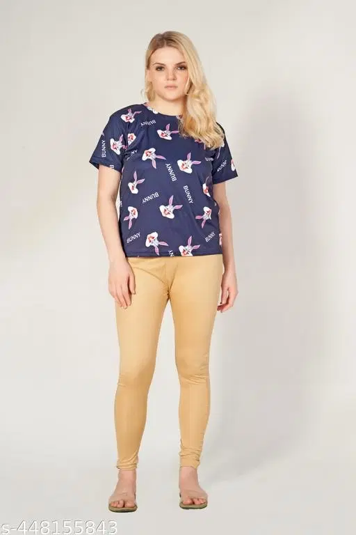 Plain T-shirt for Women (Navy Blue, S)