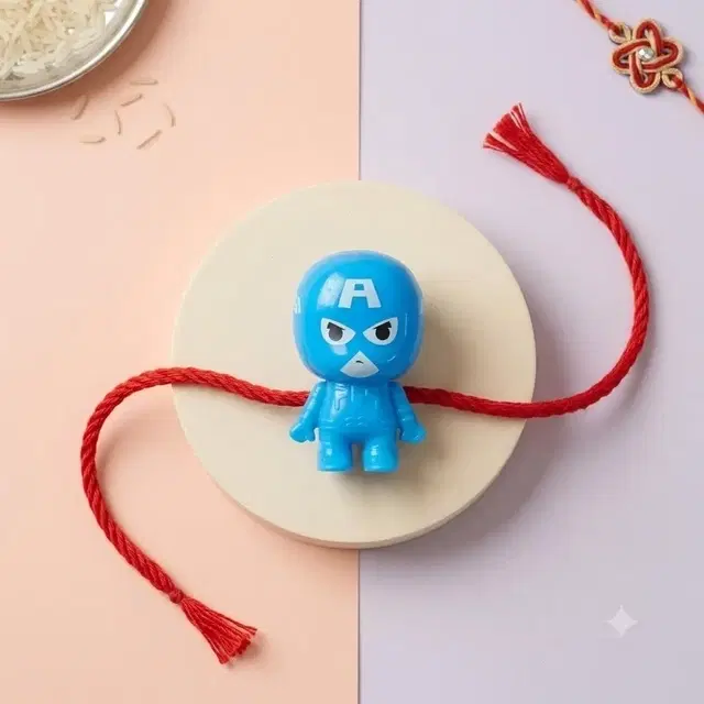 Kids Rakhi With Captain America Pencil Sharpener