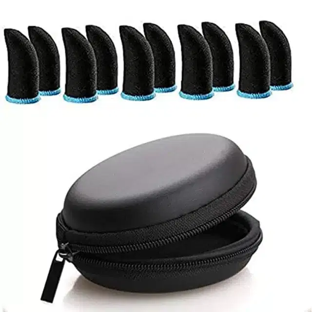 Anti Slip Gaming Finger Sleeves with Pouch, Multicolor, Combo of 2