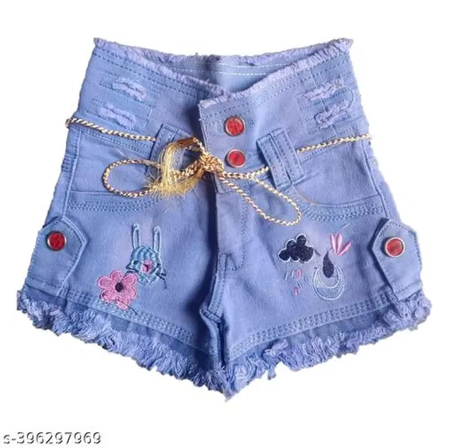 Denim Shorts for Girls (Blue, 2-3 Years)