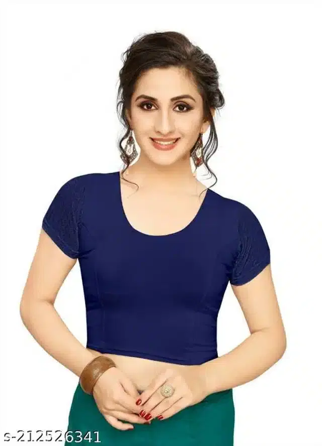 Half Sleeves Blouse for Women (Navy Blue, 34)