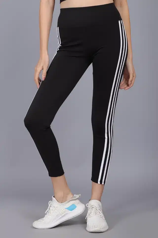 Polyester Solid Tights for Women (Black, 28)