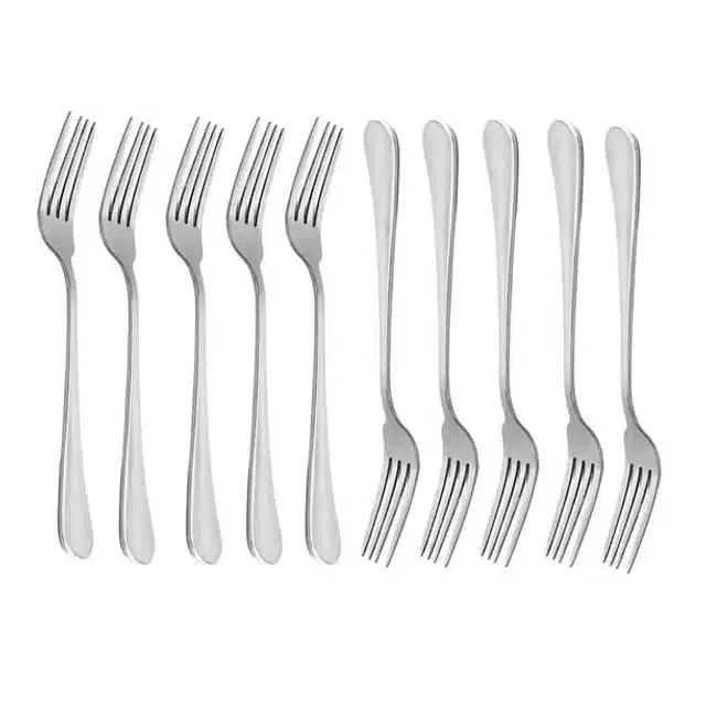 Stainless Steel Forks for Kitchen, Silver, Pack of 10
