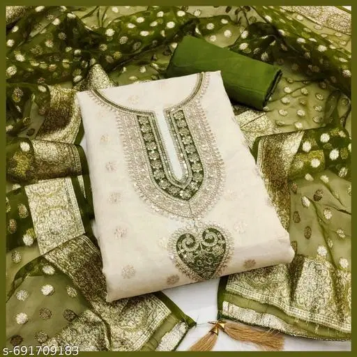 Silk Blend Embroidered Punjabi/All Over Suits for Women (Multicolor, Un Stitched)