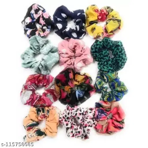 Rubber Band & Scrunchies for Women (Multicolor, Pack of 3)