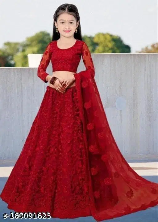 Girls Lehenga Choli for Women (Red, 5-6 Years)