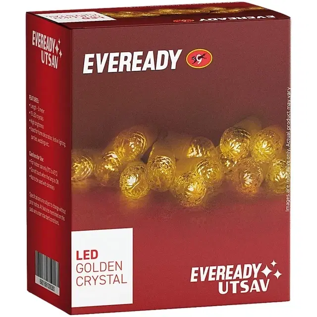 EVEREADY Crystal String | Decorative and Festive Lighting | 15 LEDs | Available in 3M | BIS Approved | Made in India | Warm White