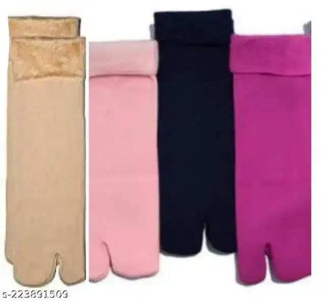 Velvet Socks for Women, Set of 4 (Multicolor)