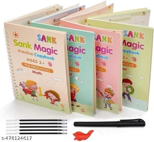 Combo of 4 Pcs Books, 10 Refill, 1 Pen & 1 Grip, Multicolor, Set of 4