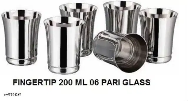 Stainless Steel Glass, Silver, 300 ml, Pack of 6