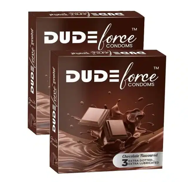 Dude Force 3 Pcs Chocolate Flavoured Condoms for Men, Set of 2