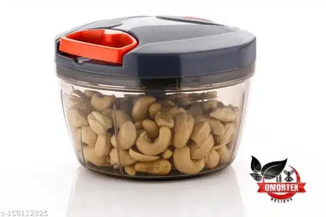 Plastic Vegetable Chopper, Black & Red, 550 ml