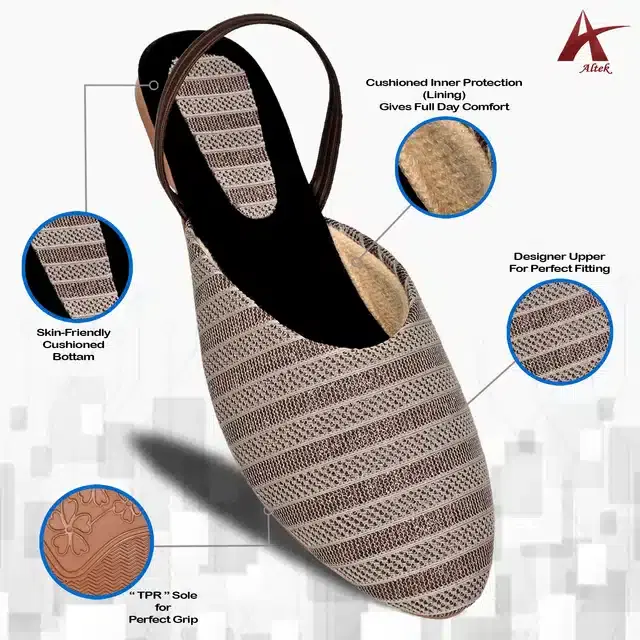 Open Back Bellies for Women (Brown, 5)