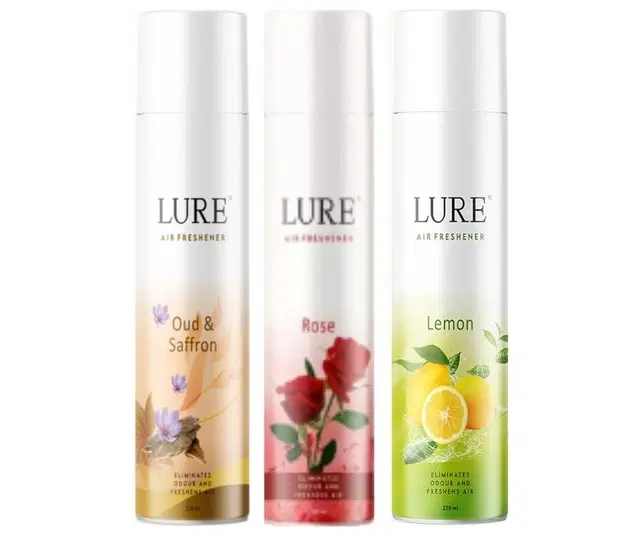 Combo of Oud & Saffron with Rose & Lemon Air Freshener, 220 ml, Pack of 3