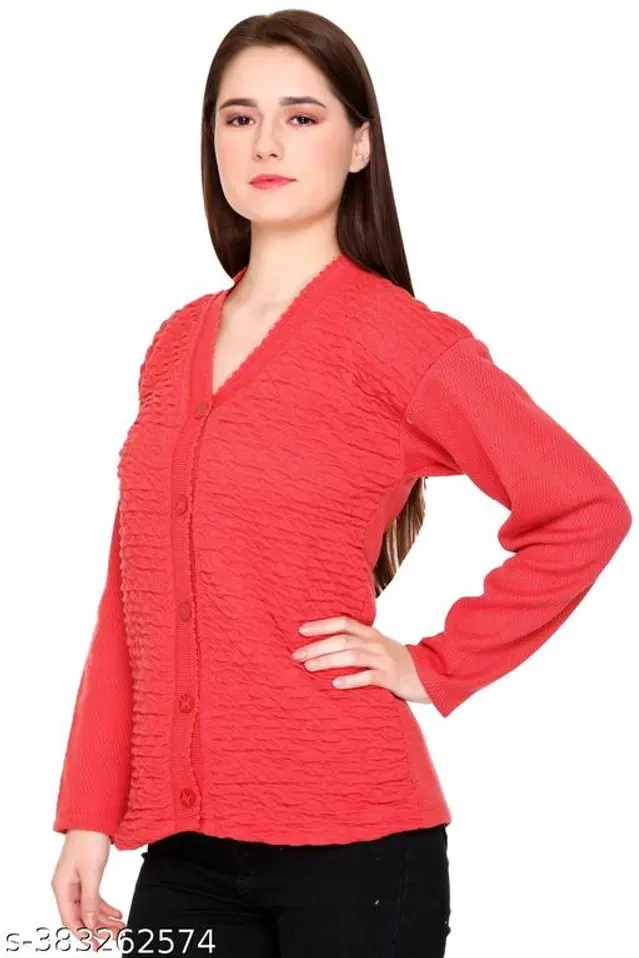 Woolen Sweater for Women (Red, M)