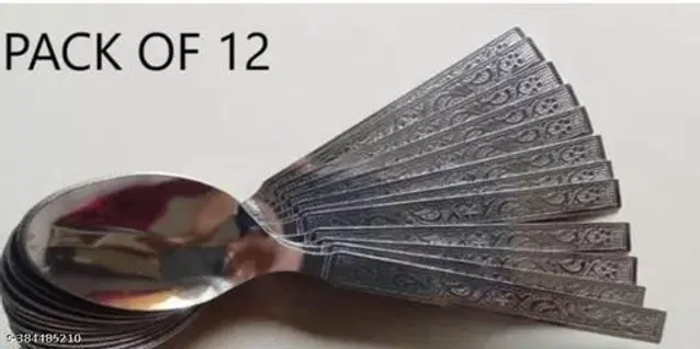 Stainless Steel Spoon, Silver, Pack of 12