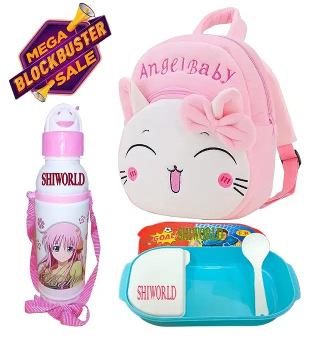 Kids Backpacks with Lunch Box & Water Bottle, Multicolor, Pack of 3