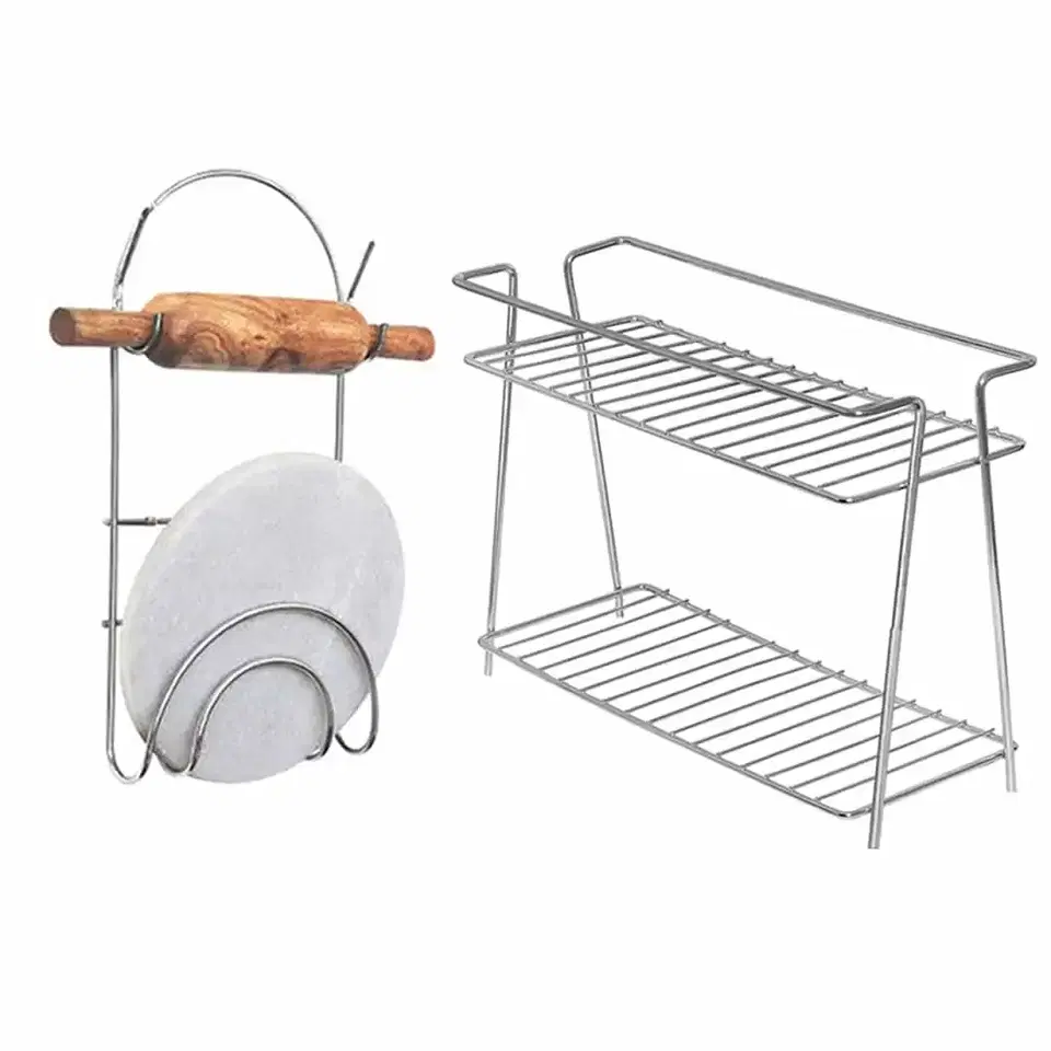 Oc9 Stainless Steel Spice Rack 2 Shelf & Chakla Belan Stand For Kitchen, Oc-270