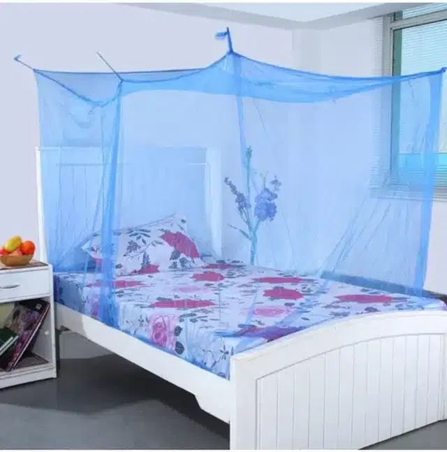 Polyester Single Bed Mosquito Net, Blue, 6x3 feet