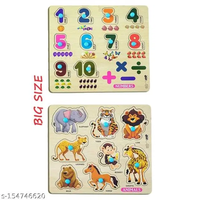 Wooden Puzzle for Kids, Multicolor, Pack of 2