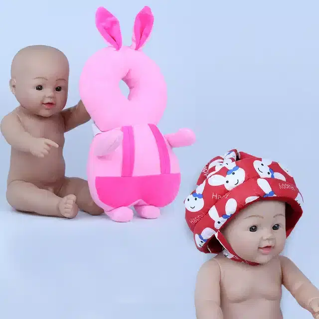 Infants Head & Back Safety Protector Pillow and Safety Helmet, Pack of 2 (Multicolor)