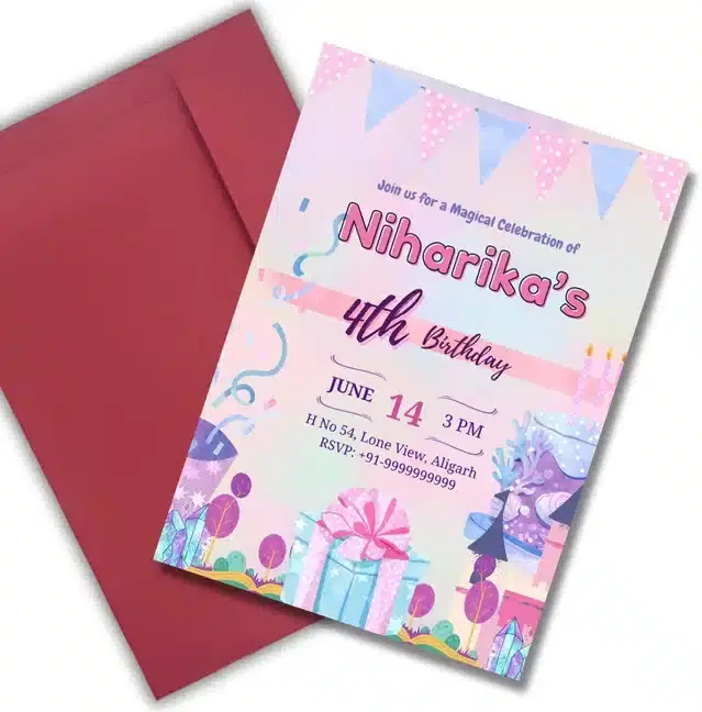 Birthday Party Greetings with Envelope, Multicolor
