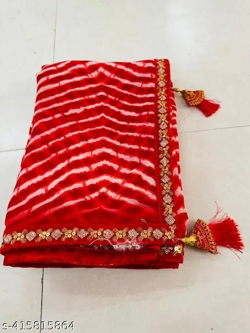 Georgette Printed Saree for Women, Red (6.3 m)