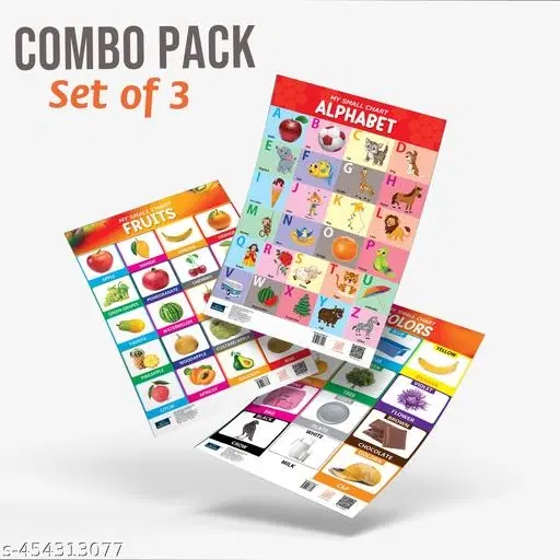 Bookford Publications My small chart Alphabet, Fruits & Colors (Set of 3)