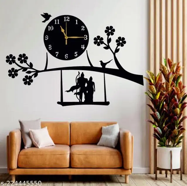 Wooden Wall Clock for Home, Black