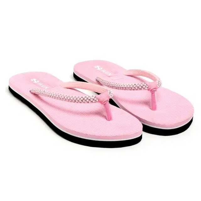 Solid Thong Flip-flops for Women (Pink, 4)