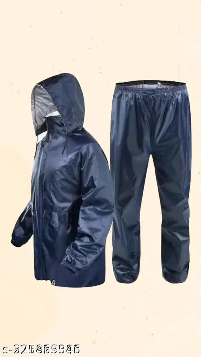Polyester Rain Coat for Men, Navy Blue, S