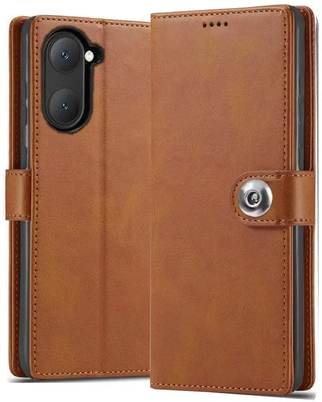Artificial Leather Mobile Flip Cover for Vivo Y18e, Brown