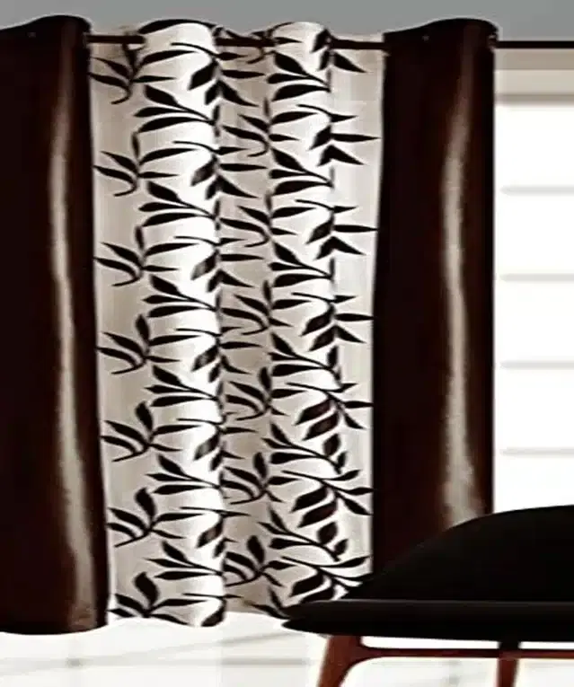 Polyester Printed Door & Window Curtains, Brown, 5 feet