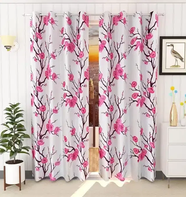 Door Curtains, Pack of 2, Pink, 4x7 feet