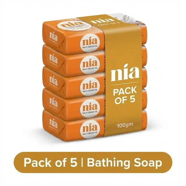 Nia Milk Cream & Almond Bathing Soap 5X100g (Buy 4 Get 1 Free
