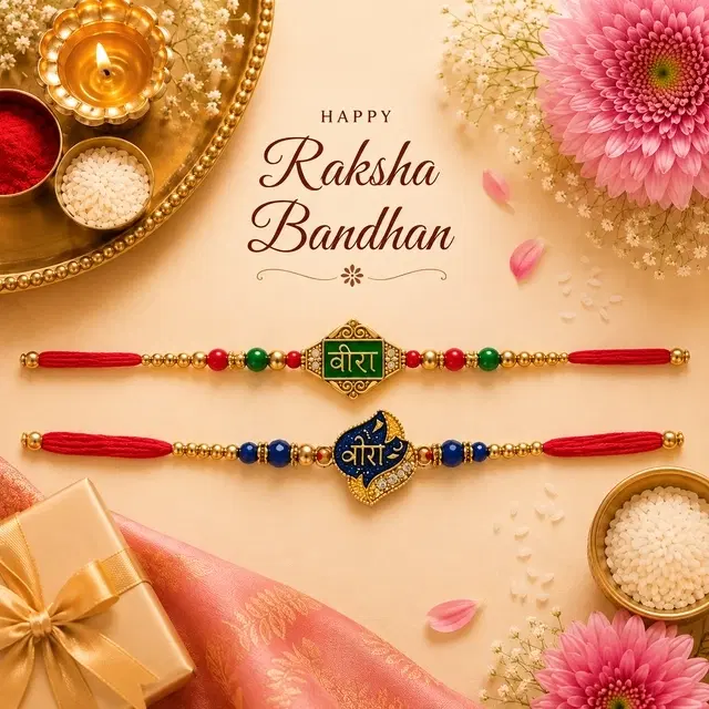 Veera Green & Blue Rakhi for Brother