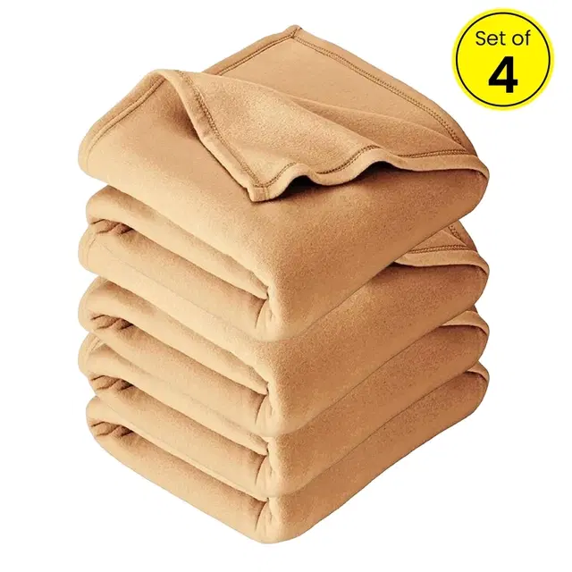 Solid Polar Fleece Blanket Beige (60*90) (Pack Of 4)