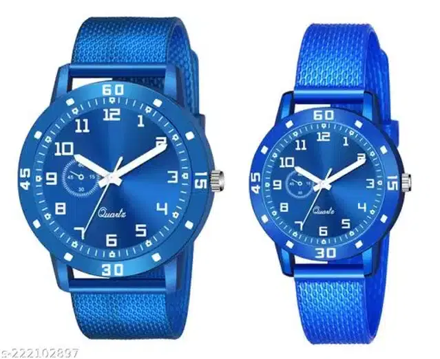 Analog Watch for Couple, Pack of 2 (Multicolor)