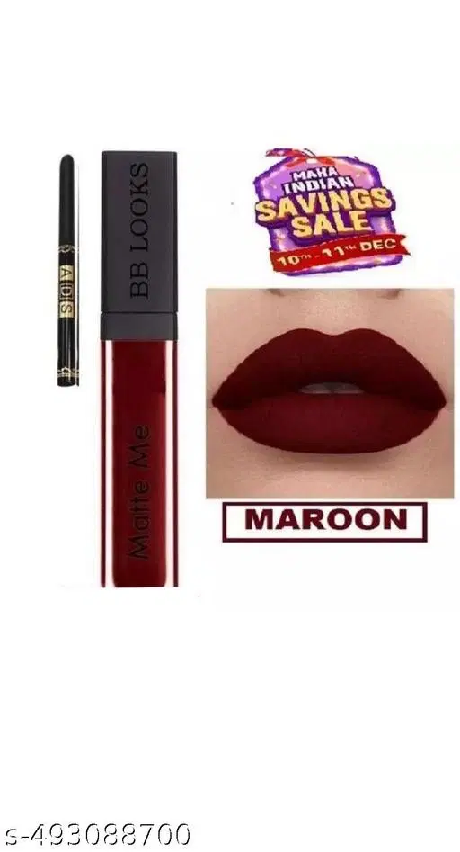 Combo of Liquid Lipstick with Kajal, Multicolor, Set of 2