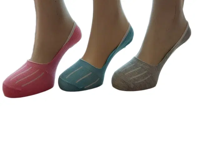 Cotton Striped Socks for Women, Multicolor Pack of 3