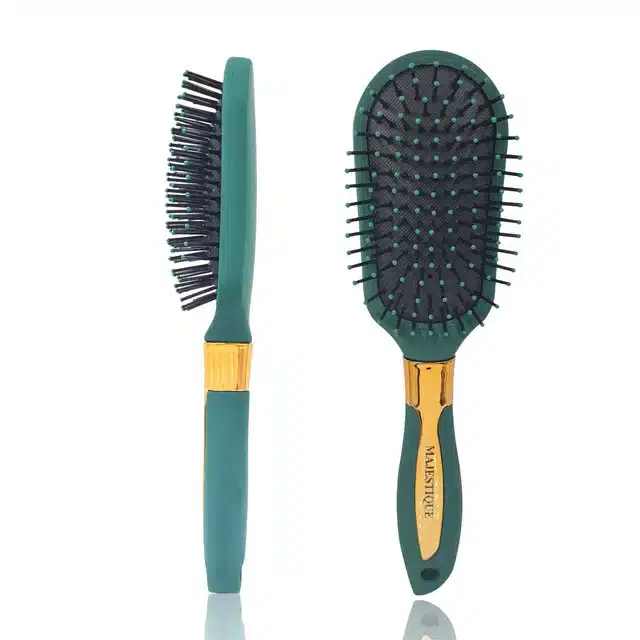 Majestique Detangler Hair Brush Exclusive Ultrasoft Intelliflex Bristles Glide Through Tangles with Ease for All Hair Types, Velvet Green, Pack of 1, B-62