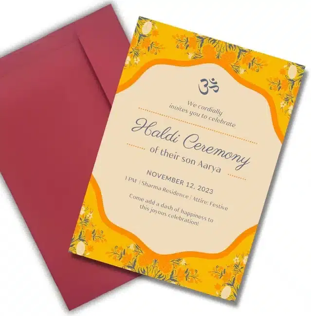 Haldi Ceremony Greetings with Envelope, Multicolor