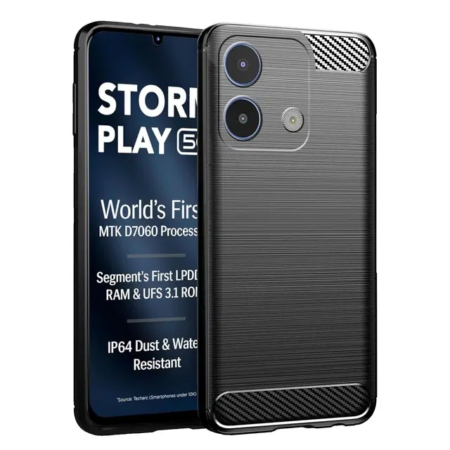 Rubber Mobile Back Cover for LAVA Storm Play 5G (Black)