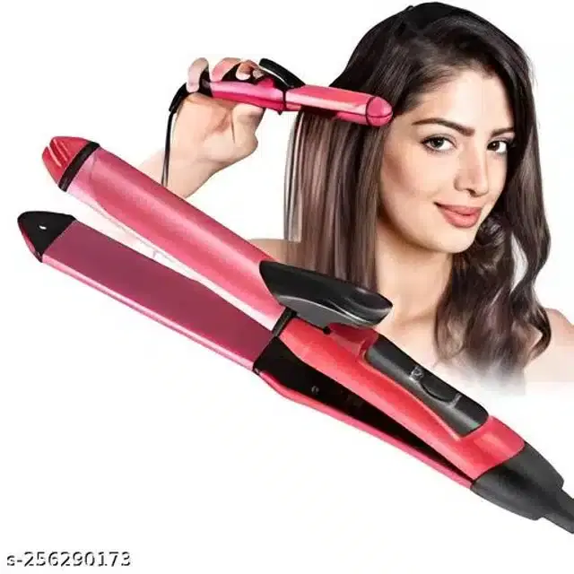 2 in 1 Hair Straightener & Roller, Pink, 50 W