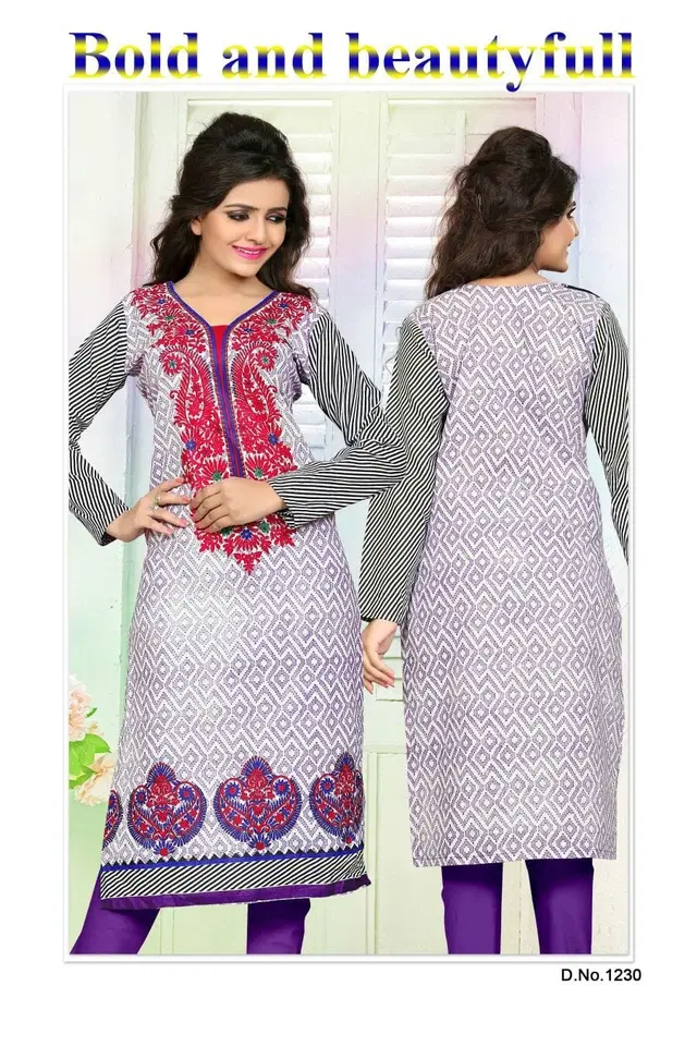 Cotton Printed Unstitched Kurti Fabric for Women (Multicolor, 2.25 m)