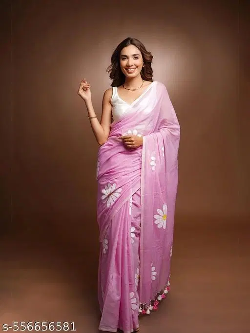 Lien Printed Saree for Women, Pink (6.3 M)